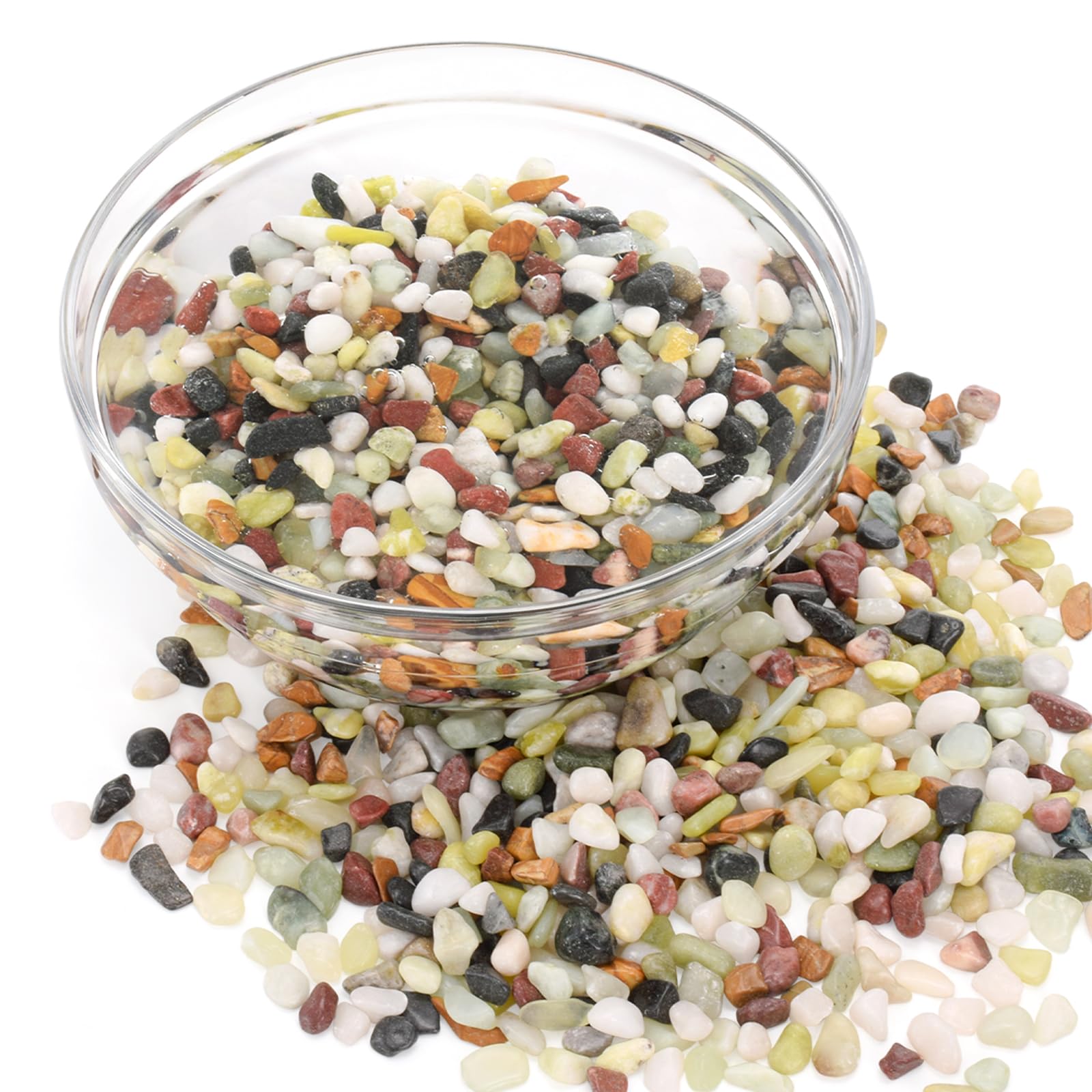 ZENFUN 6 LB Natural Decorative Jade Bean Pebble, 6-9MM Polished Mixed Pebbles Gravel, Outdoor Decorative Stones for Succulent, Aquarium Rocks, Cactus Bonsai, Vase Fillers, Fairy Gardening, Landscaping