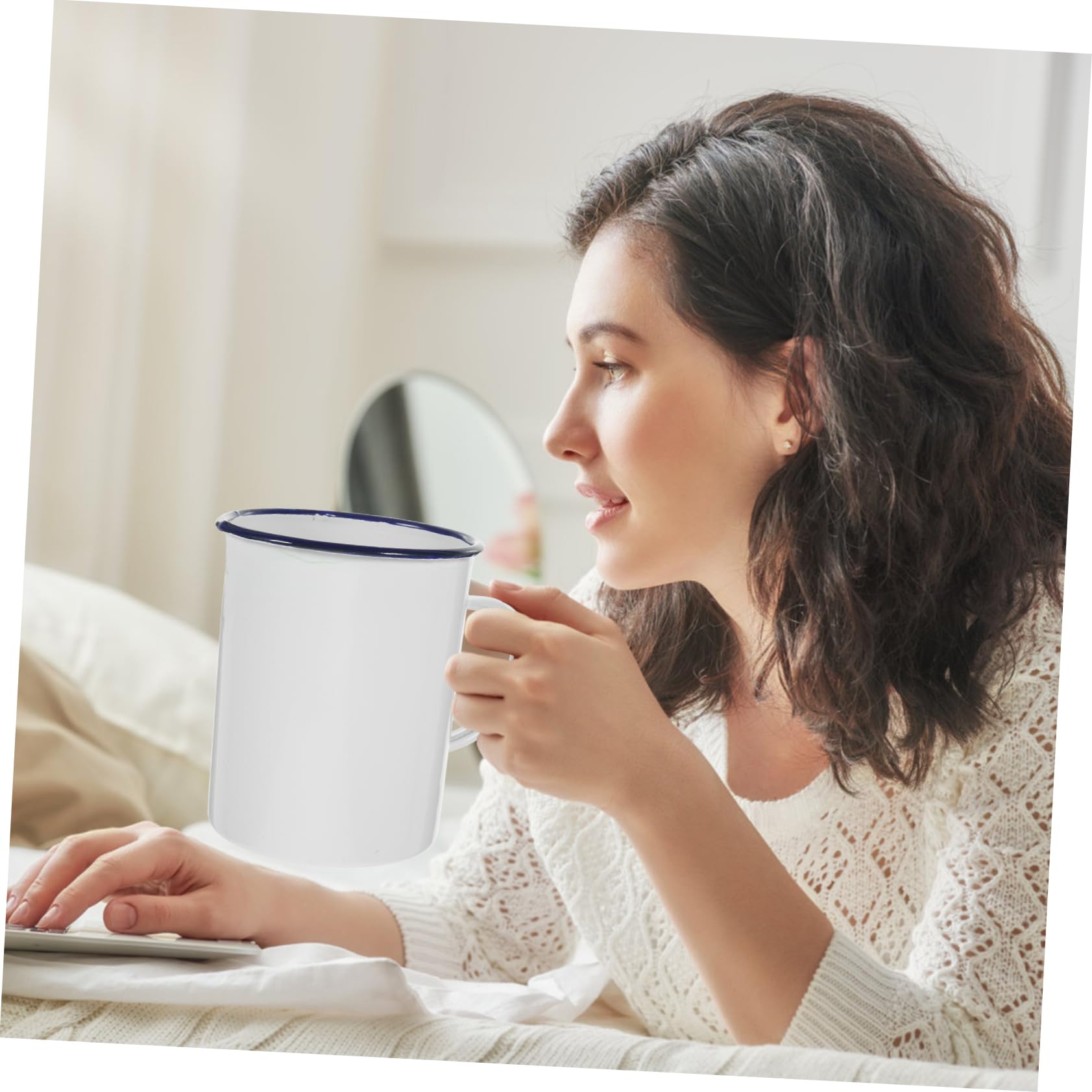 Alipis 3 Stück Retro Email Becher Robuster Kaffeebecher für Camping Zuhause aus Langlebigem Emaille Material für Tee Milch Heiße und Einfache Design