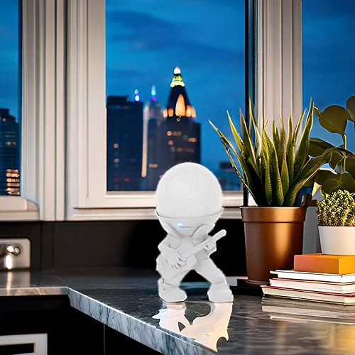 Vista 6 de Splin Soporte de mesa compatible con Yaxa Alexa Smart Speaker Echo Dot (4ª y 5ª generación) y Apple HomePod Mini, Vegas Boy (blanco)