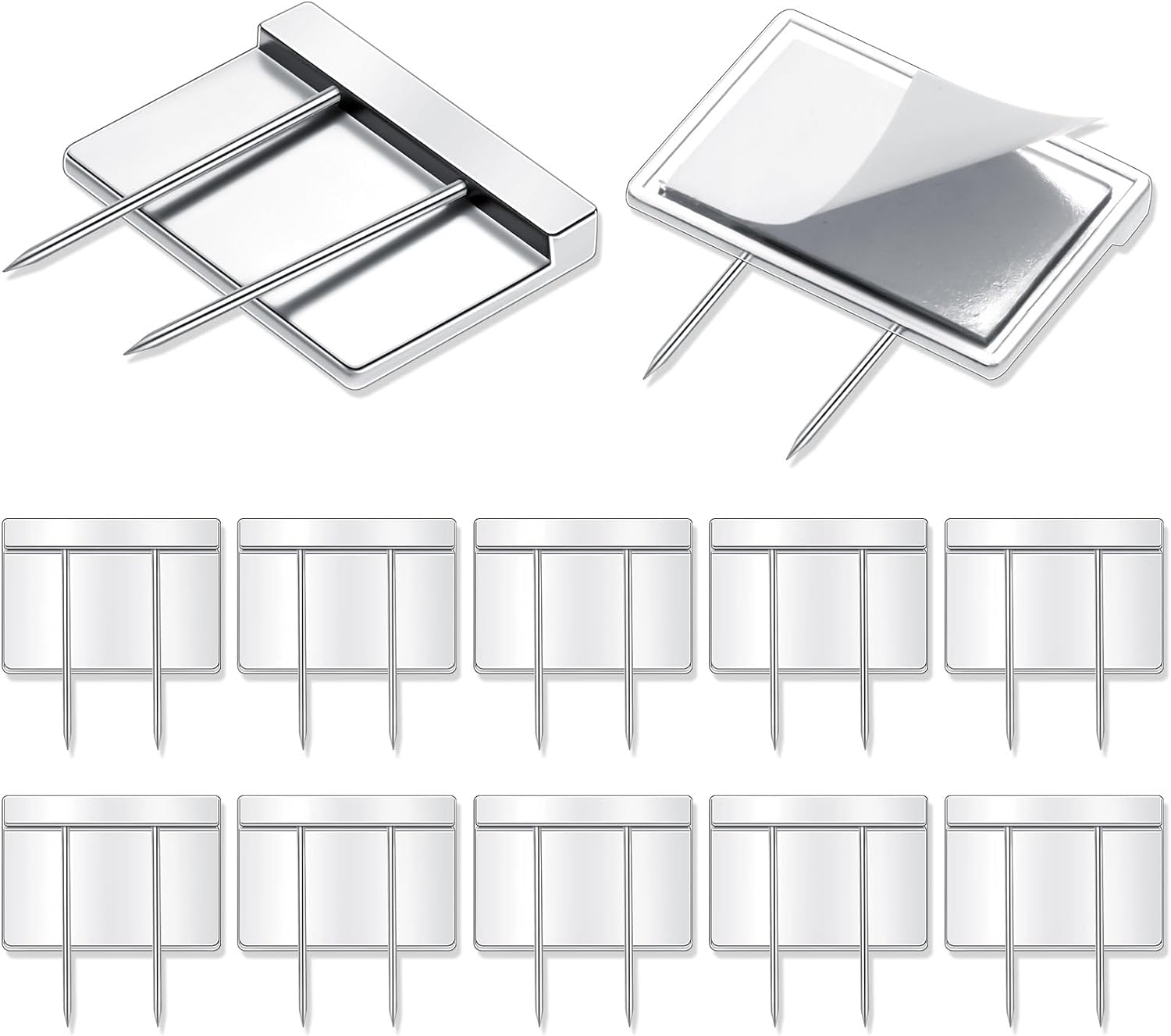Amylove 10 Pcs Silver Cubicle Pins Partition Pins Fabric Clips Long Push Pins