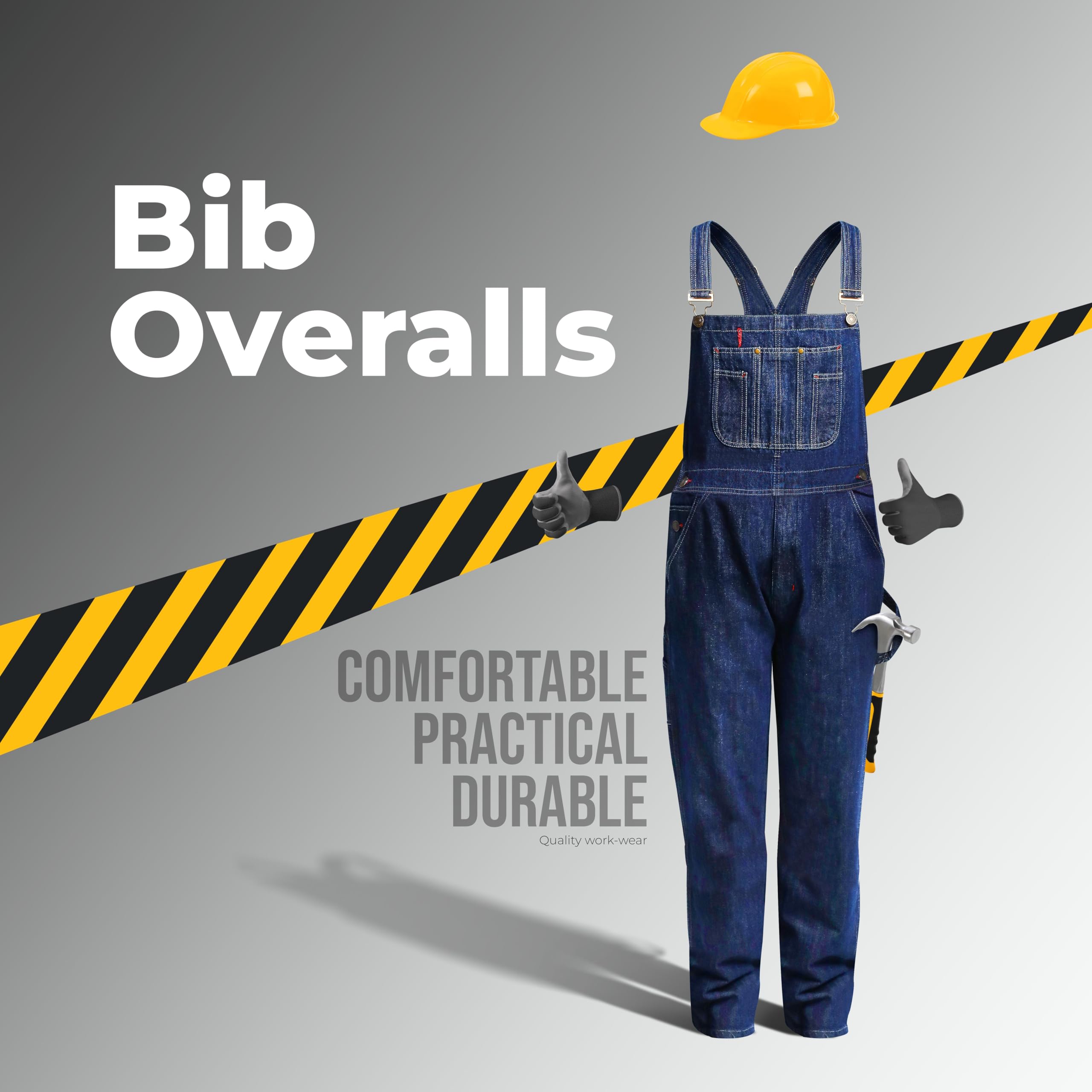 GREAT BIKERS GEAR - Salopette da uomo in denim salopette jeans Brace grande e alto chiave Pro Heavy Duty Workwear Mario Cargo