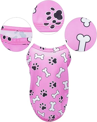 Miniatura 3 de PET SHOW Paquete de 4 camisetas para perros con estampado de hueso de pata, chaleco suave para perro, ligero, sin mangas, para gatos, cachorros,