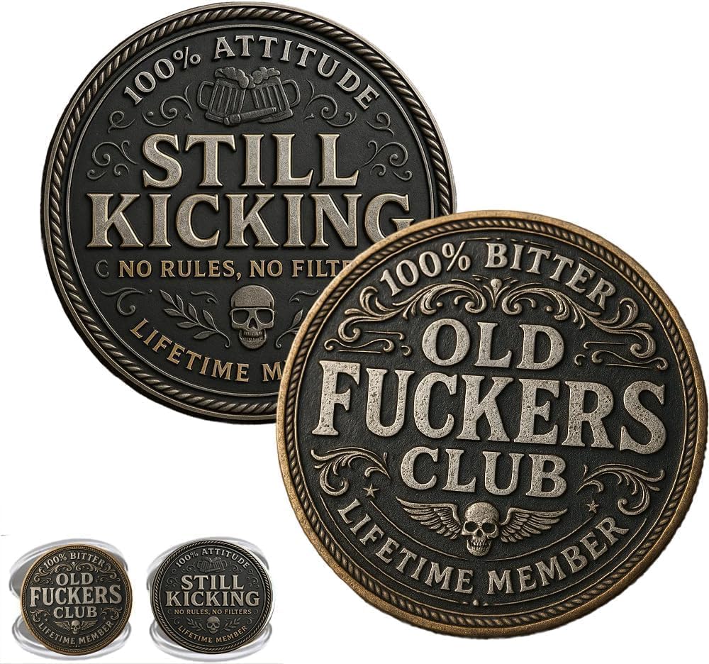 3PCS Old ckers Club – Lifetime Member Coin,Still Kicking Lifetime Member Token, No Rules No Filters Challenge Coin,Funny Gag Gift for Men & Women