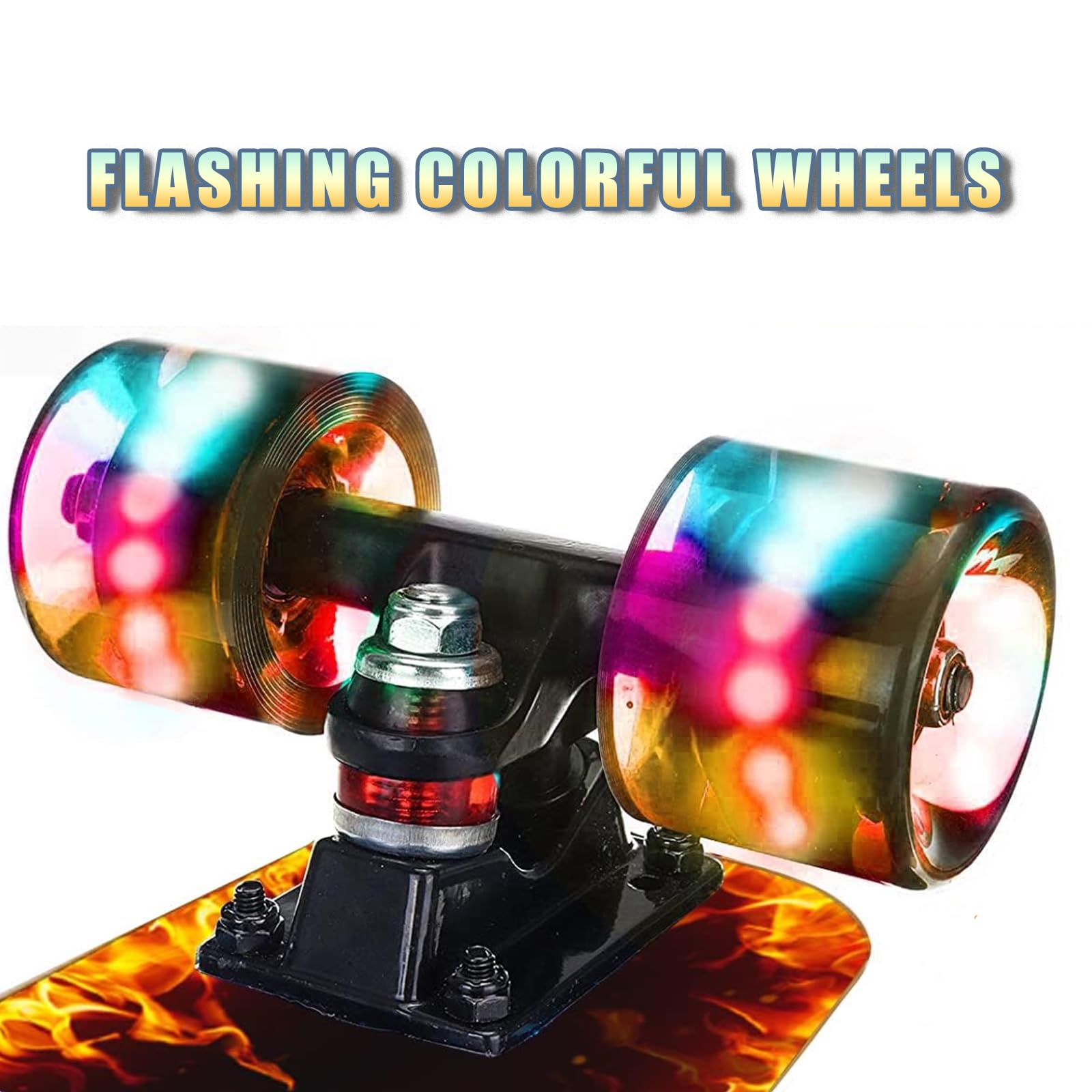 Roues de Skateboard 60mm Lumineuses 80A pour Longboard et Rue - Transparent, Lot de 4 (wh-Orange-T)
