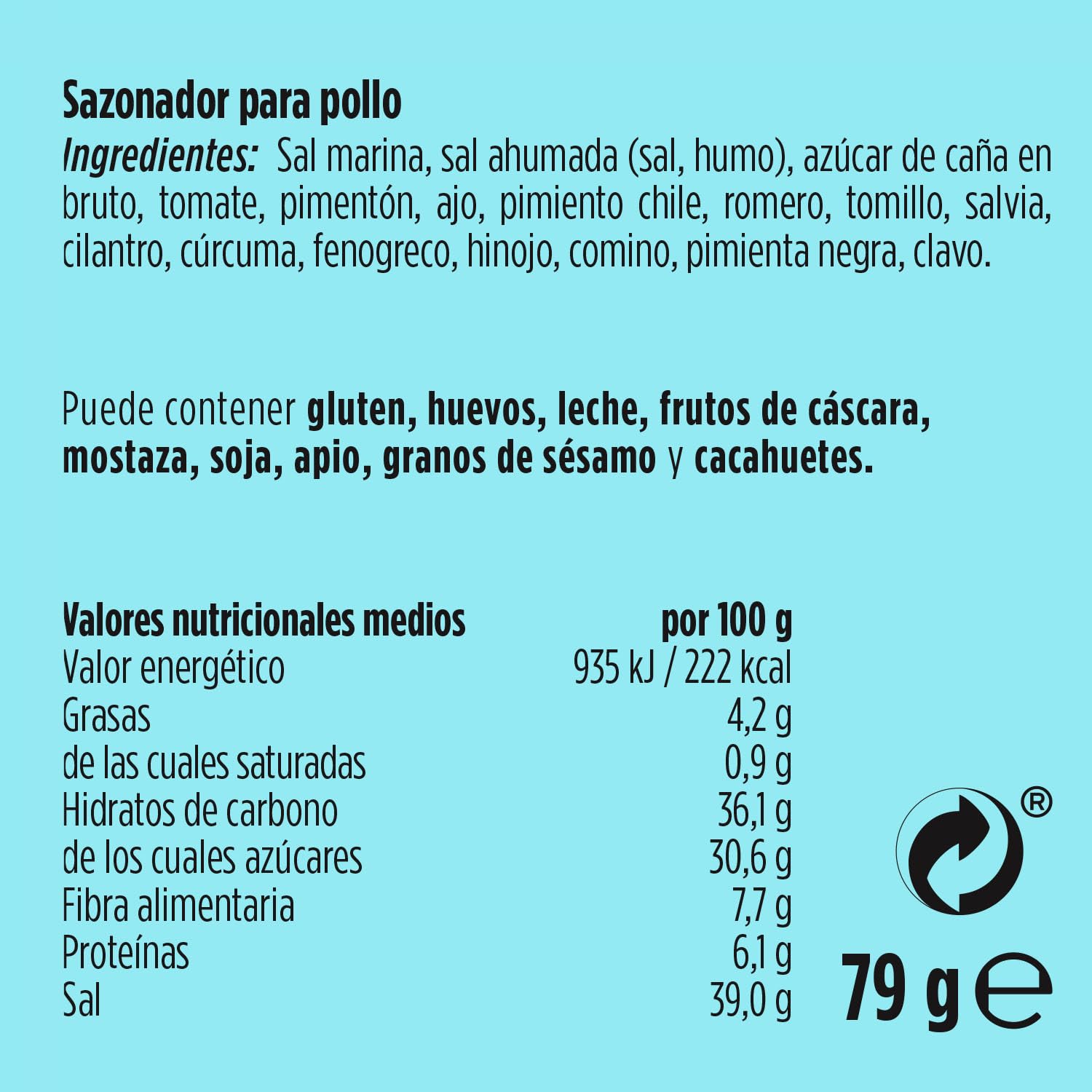 Just Spices Sazonador Pollo, 79 g, Mejora tus platos con pollo en pocos segundos