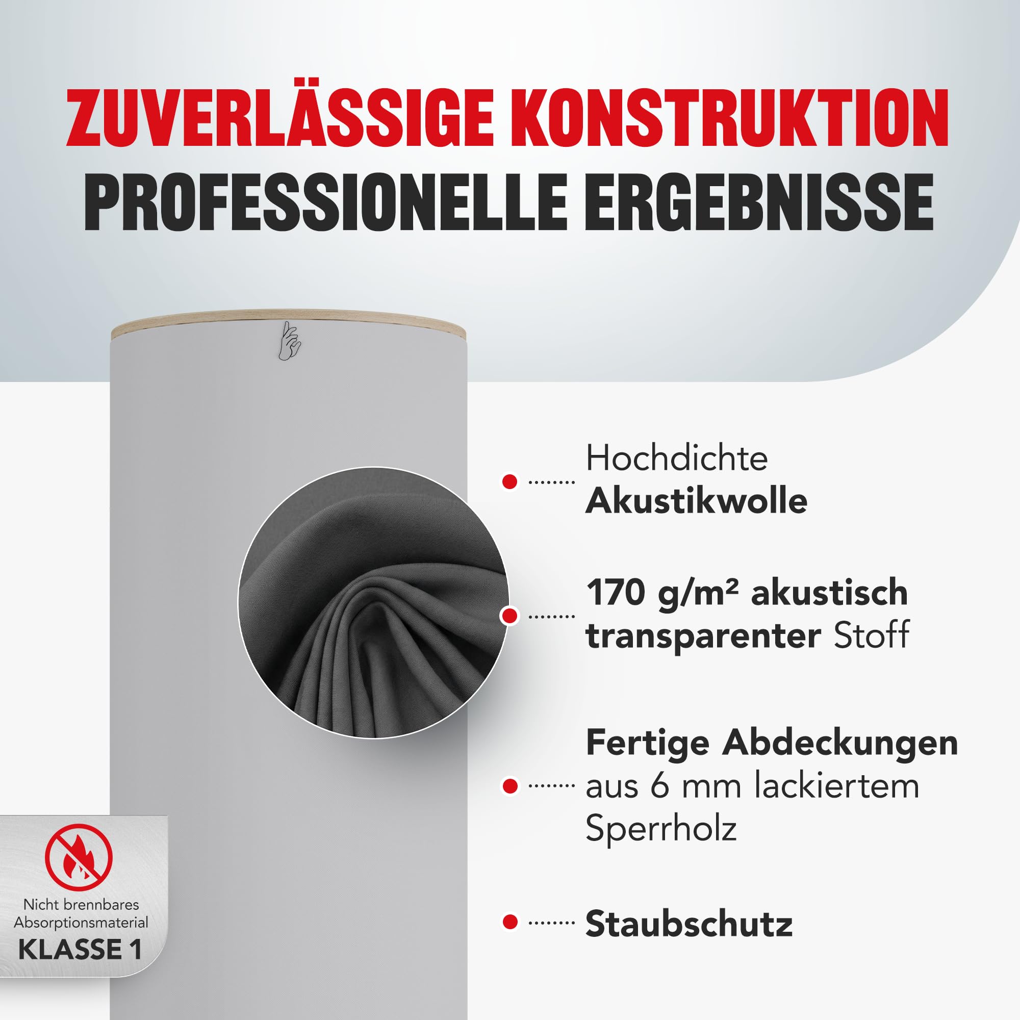 Addictive Sound Bassfalle Rund Standard, Bass Trap 80-210 Hz, Graphit | 98x30 cm, Akustikwolle-Kern, stapelbar und freistehend für Raumecken, EU-produziert, 36 Monate Garantie