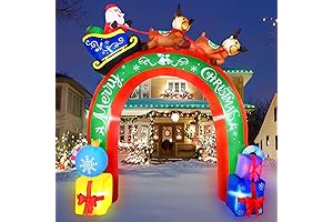 10 FT Christmas Inflatable Archway Santa Claus on Sleigh with Reindeers