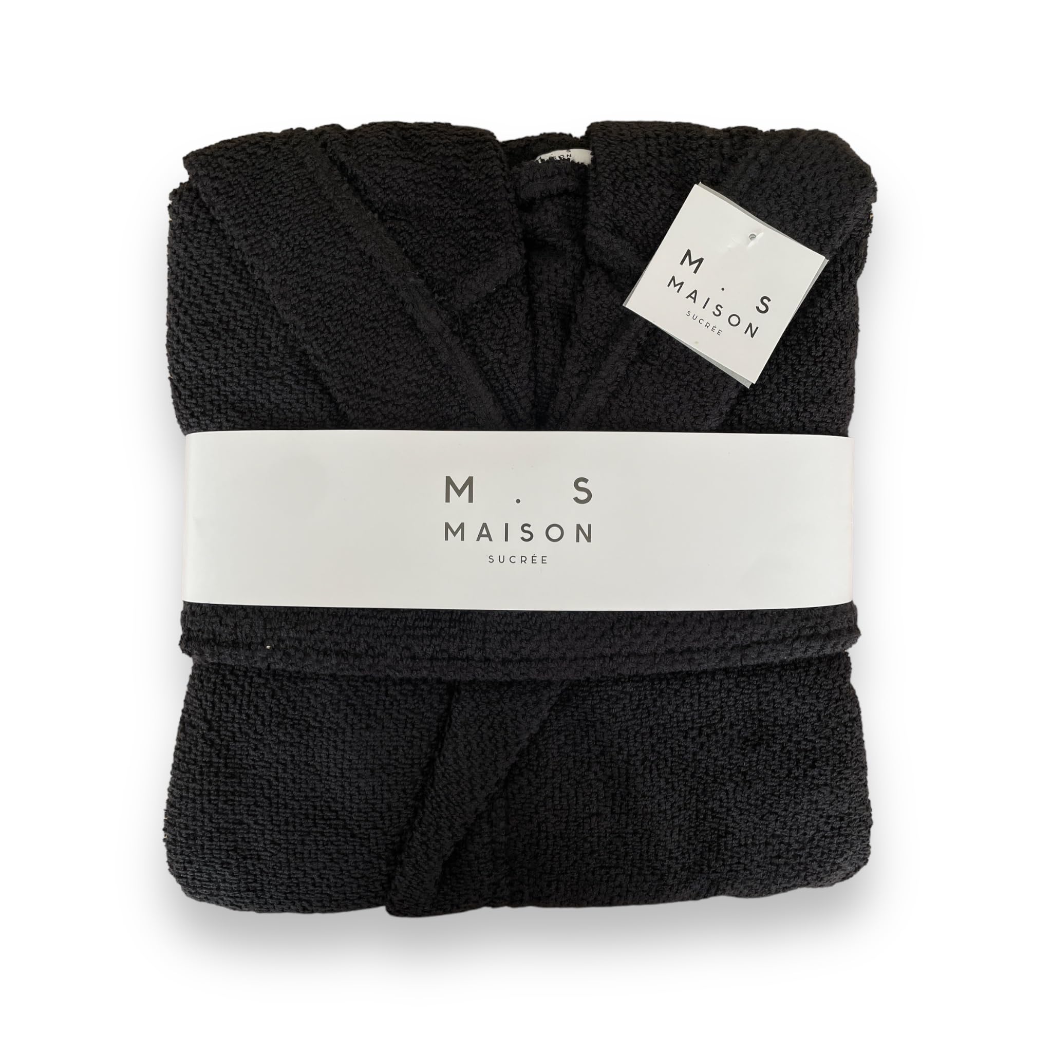 Accappatoio Spugna 100% Cotone Tinta Unita con Cappuccio Tasche e cintura 425 gr, Uomo Donna Unisex Art. Pepe Maison Sucrée (M, 4-Nero)