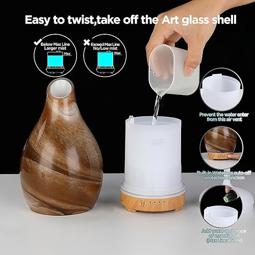 Miniatura 5 de INRORNAS - Difusor de aceite esencial de 5.4 fl oz, humidificador ultrasónico de aroma de niebla fría, difusor de aromaterapia para aceites