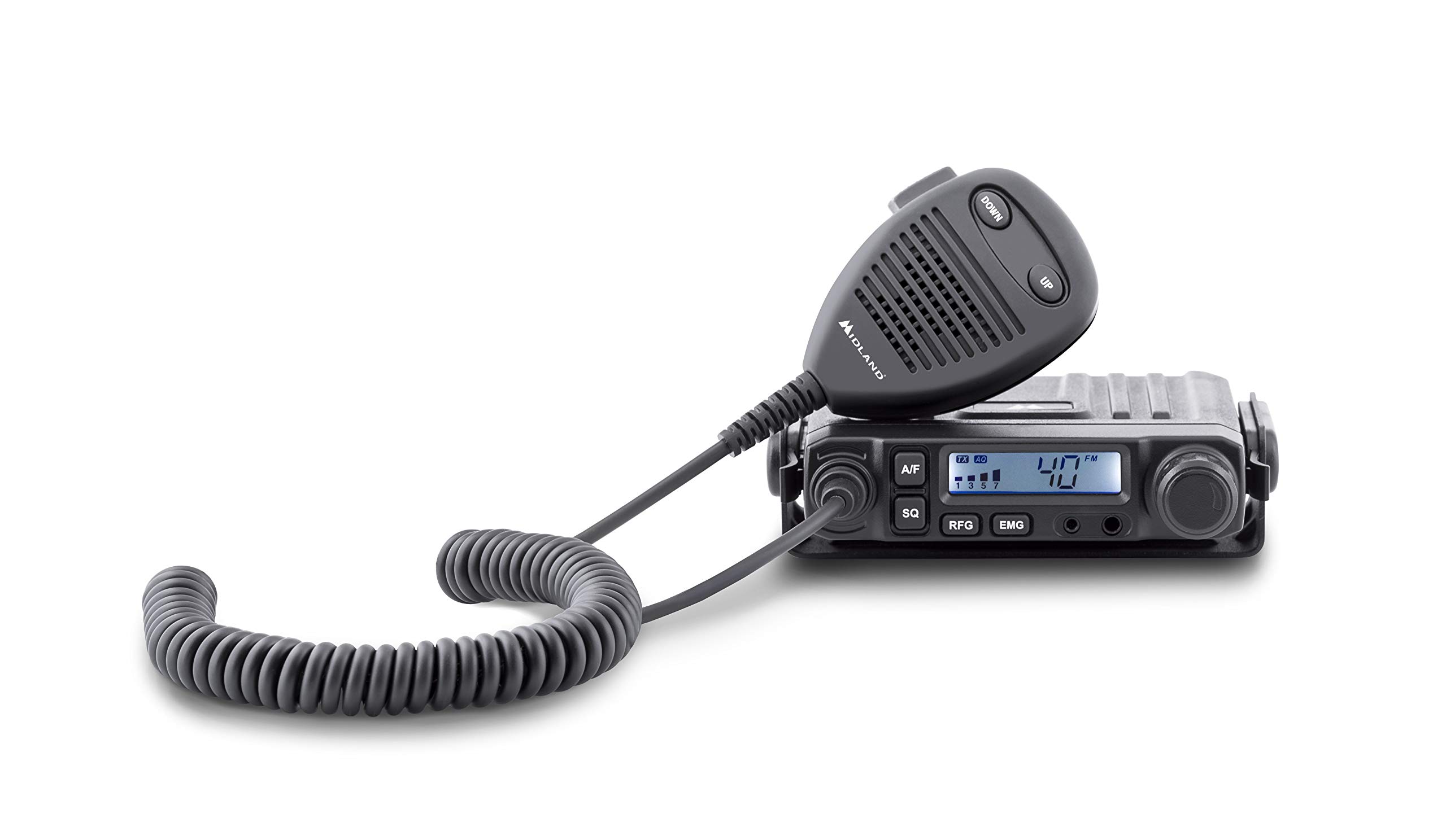 Midland - Radio CB M-Mini Multibanda Veicolare, 40 Canali AM/FM, Compatibile con Adattatore Bluetooth Auto WA-CB - Ricetrasmittenti Professionali Doppio Squelch e RF Gain solo in AM, Microfono 2 Pin