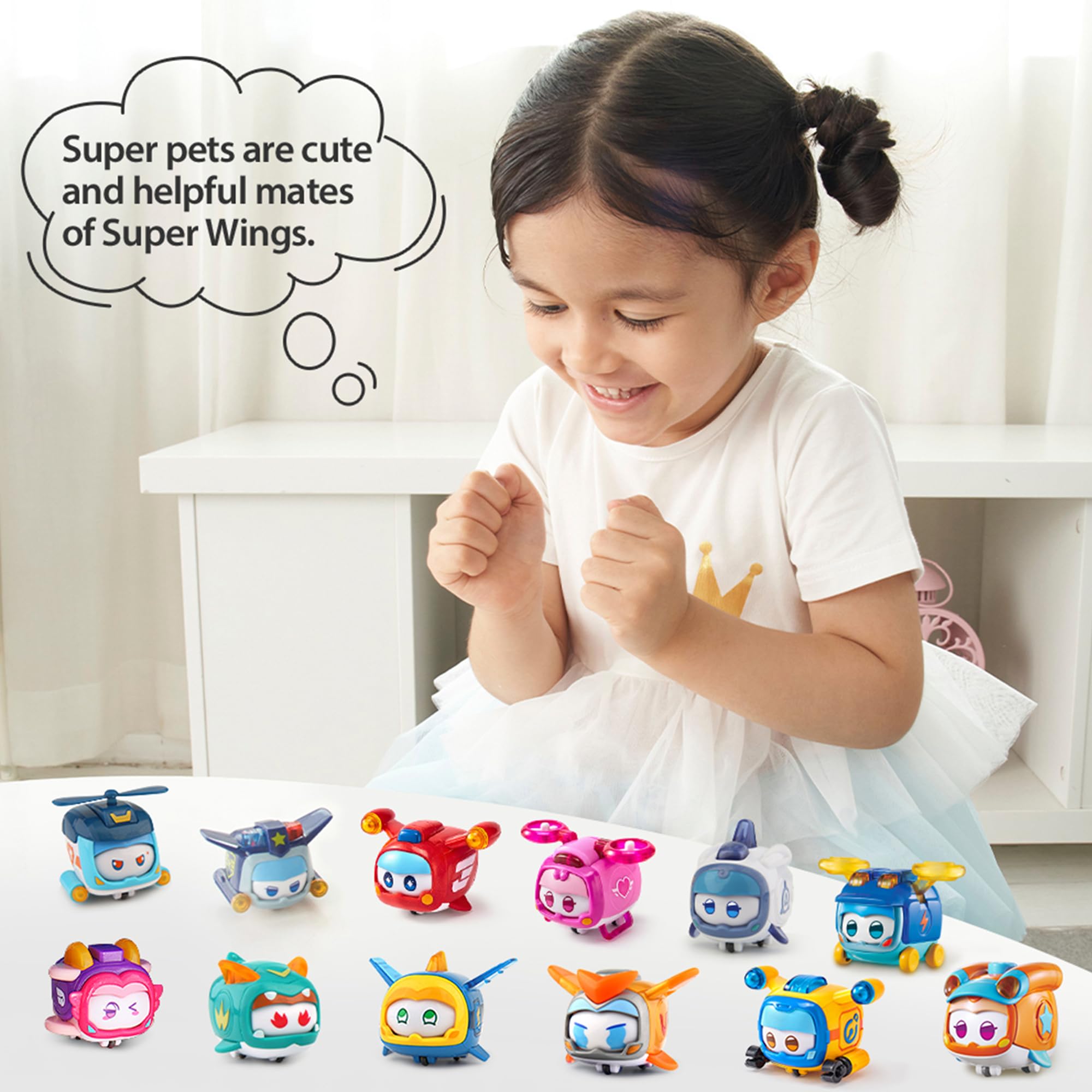 Super Wings Super Pet Ellie, błyszczący efekt świetlny, zabawka dla chłopców i dziewczynek, 3, 4, 5, 6, 7, 8 lat, wielokolorowa, 5 cm