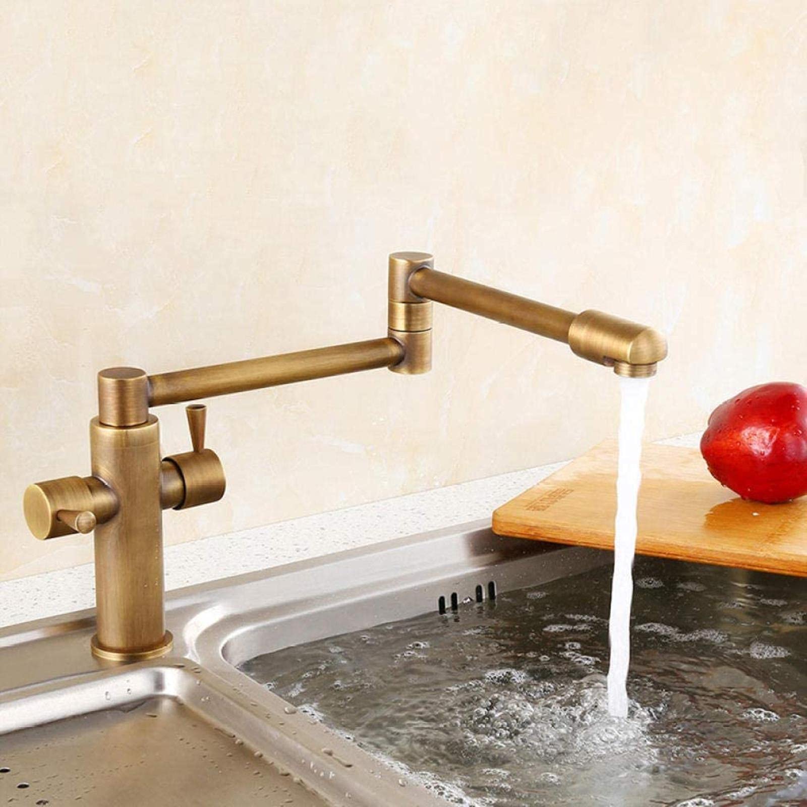 Mitigeur cuisine laiton antique noir pliable orientable robinet évier rétro eau chaude froide