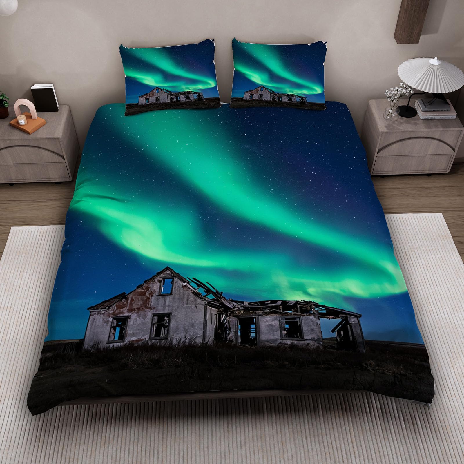 Linge de lit parure housse de couette 140x200 microfibre 3D 2 pièces