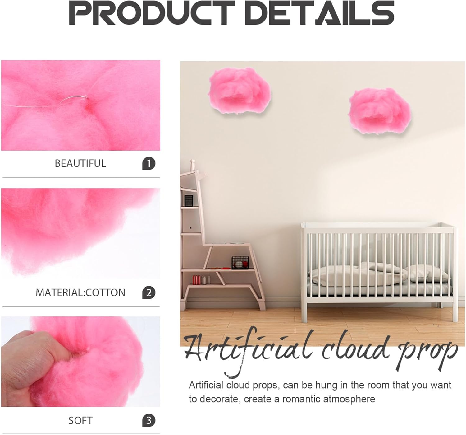 HOMSFOU 4Pcs Colored Cloud Hanging Ornaments 5.90 Inch Simulated Cloud Pendant for Nursery Bedroom Ceiling Party Decorations Home D Cor