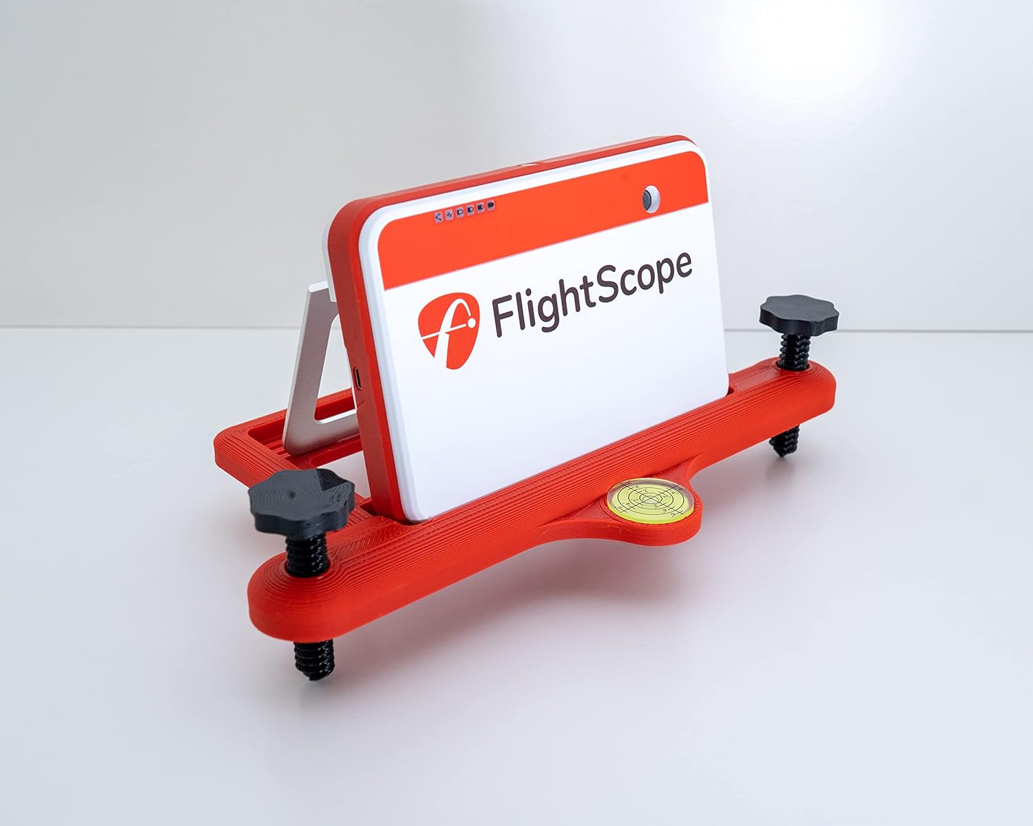FlightScope Mevo+ Launch Monitor - front view with carrying case