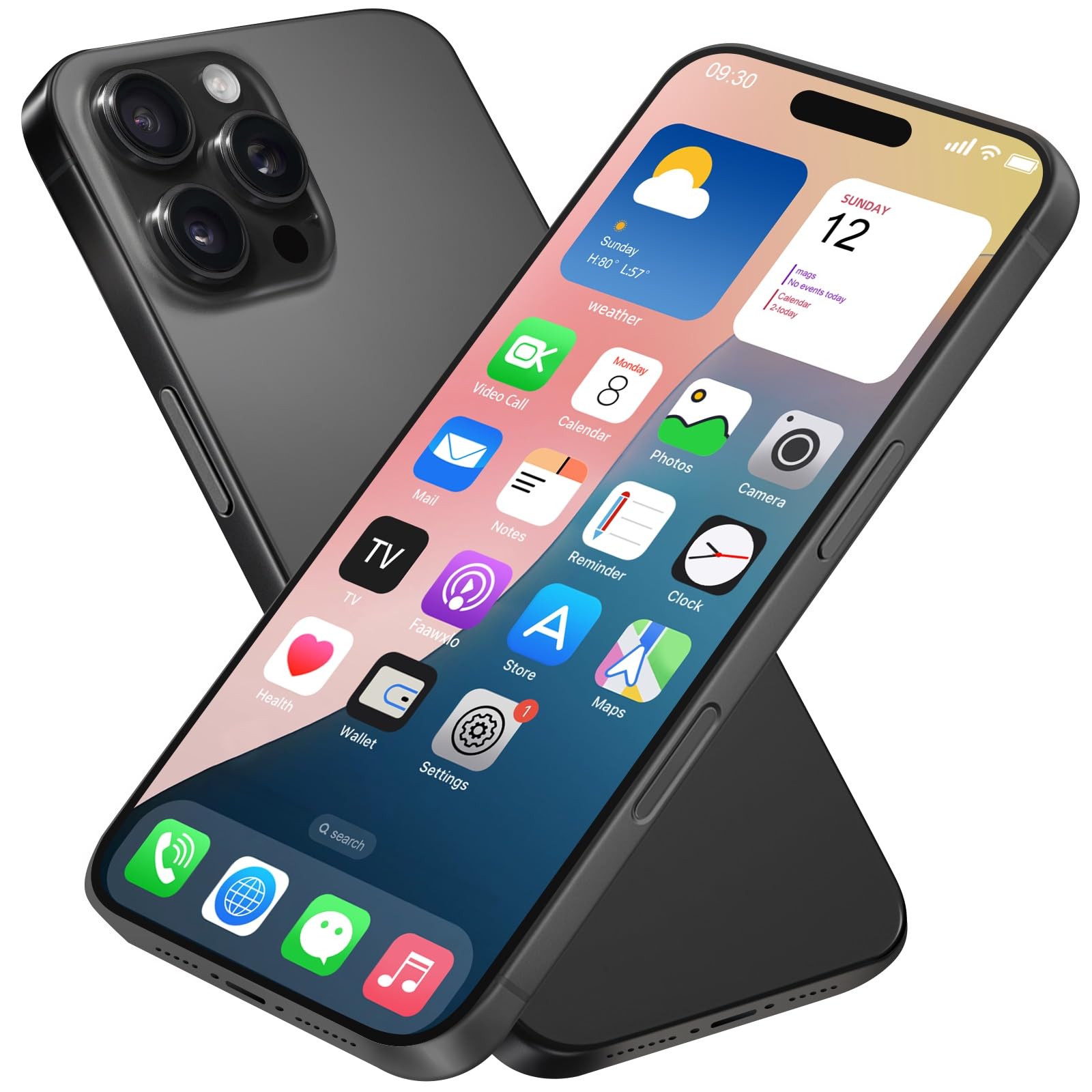 Dummy Fake Phone Model, Looks Like The Real Phone Compatible with Phone 16 PM, for Cell Phone Store Display or Send a Toy Phone for Kids (16ProMax,