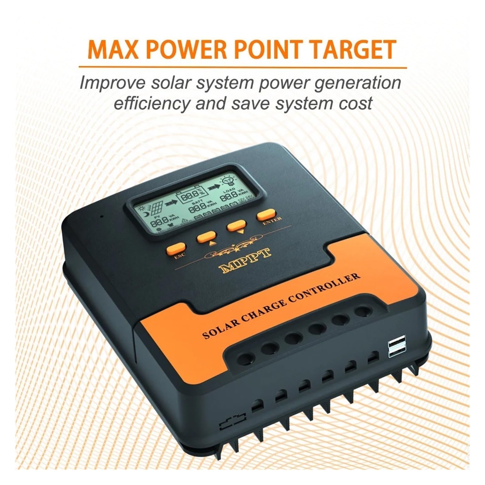 Kontroler ładowania słonecznego, 12V/24V Auto MPPT Regulator Ładowania Słonecznego 10A/20A/30A/40A/50A/60A Inteligentny Solarny PV Do Ładowarki Akumulatorów Litowo-ołowiowych(20A)