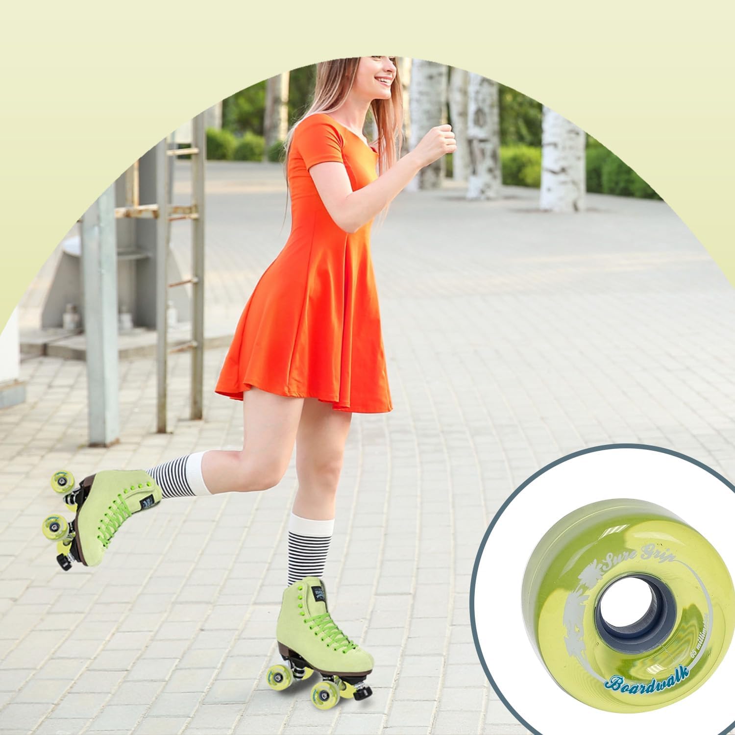 Sure-Grip Boardwalk Outdoor Roller Skates Wheels | Made with Urethane & 65mm Diameter | Suitable for Complete Wheels Replacement Made in USA (Set of 8 Wheels)