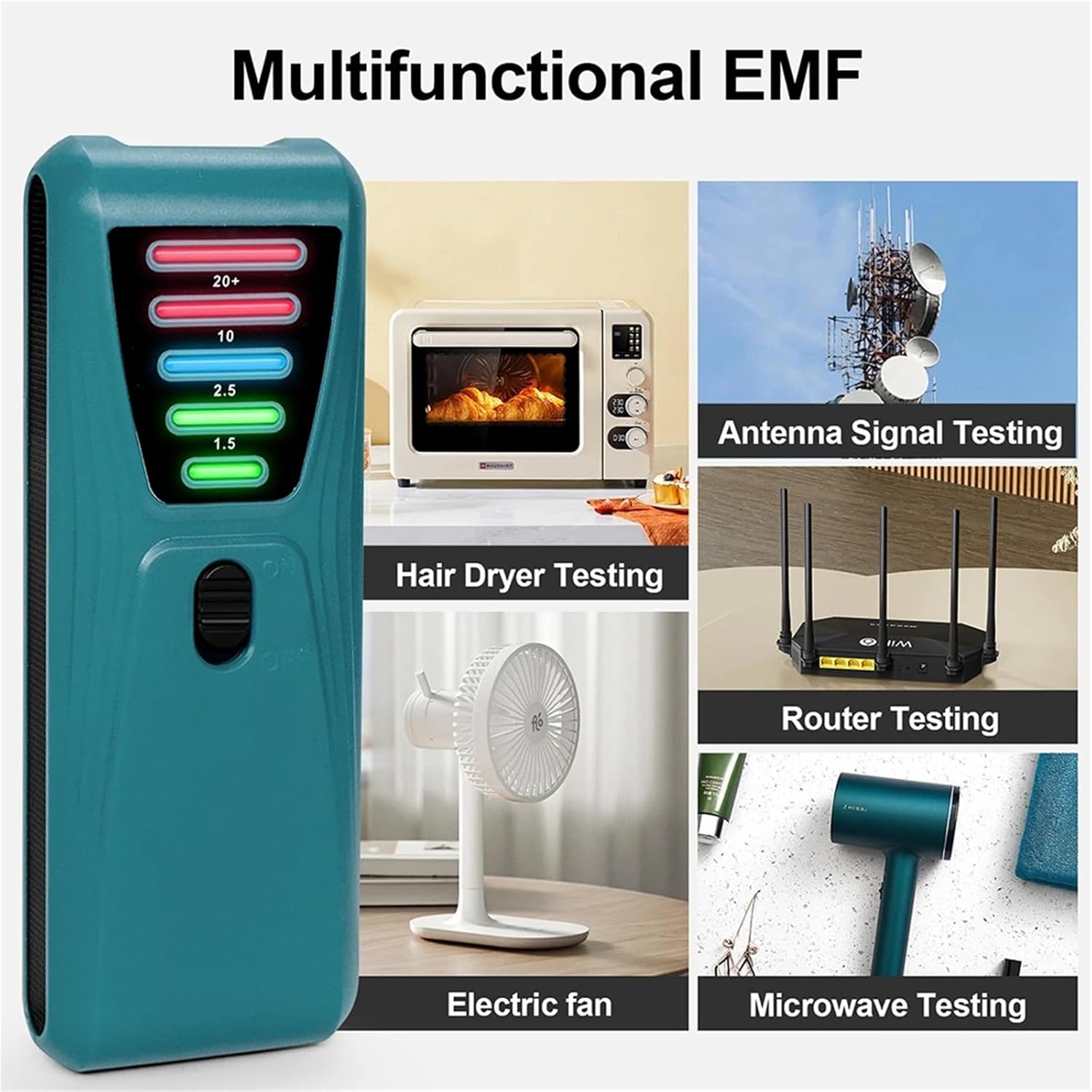 EMF Detector, Electromagnetic Radiation Tester Digital LCD EMF Meter High Accuracy Electric,emf Reader(Red)