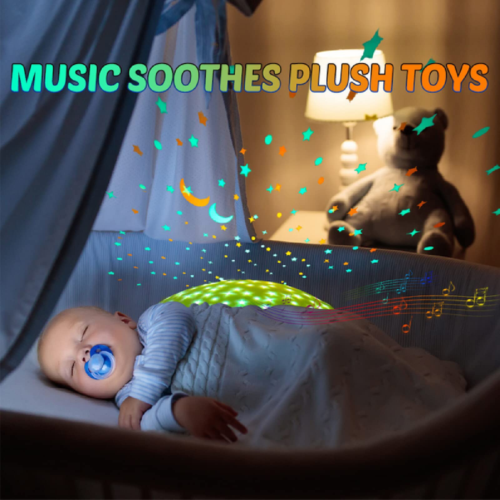 Proyector de estrellas, luz de noche musical, felpa de estrellas para niños y bebés, lámpara de escritorio, lámpara de techo, vía láctea, sueño de los niños, regalo para bebés