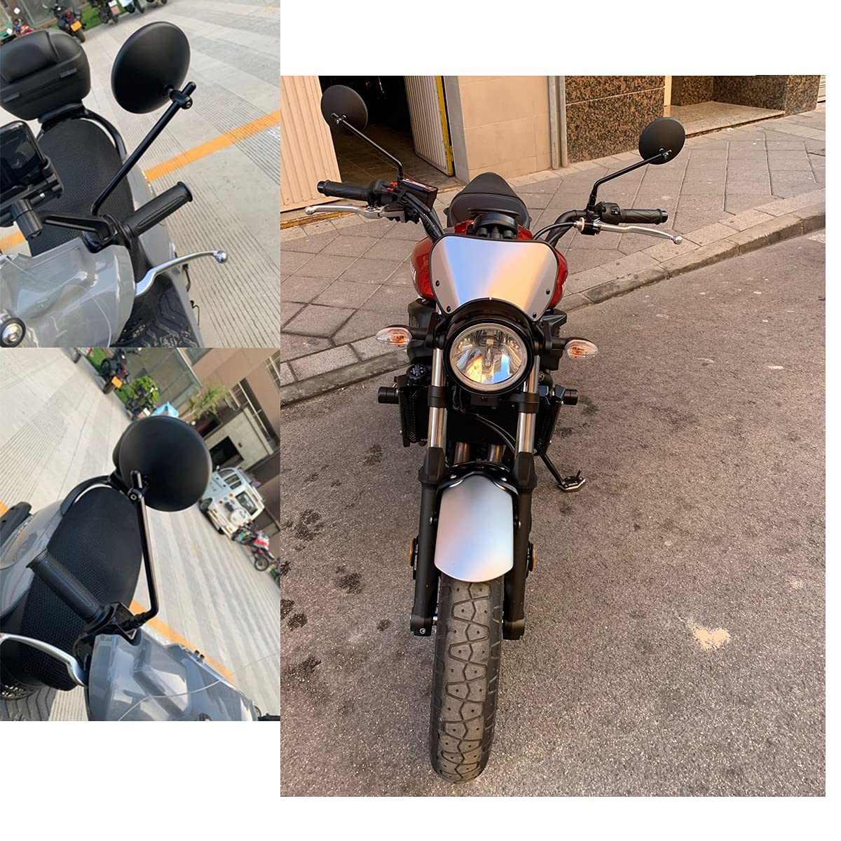 Specchietto laterale universale per moto in alluminio CNC specchietto retrovisore per moto bici caffè Racer Chopper Bobber (nero)