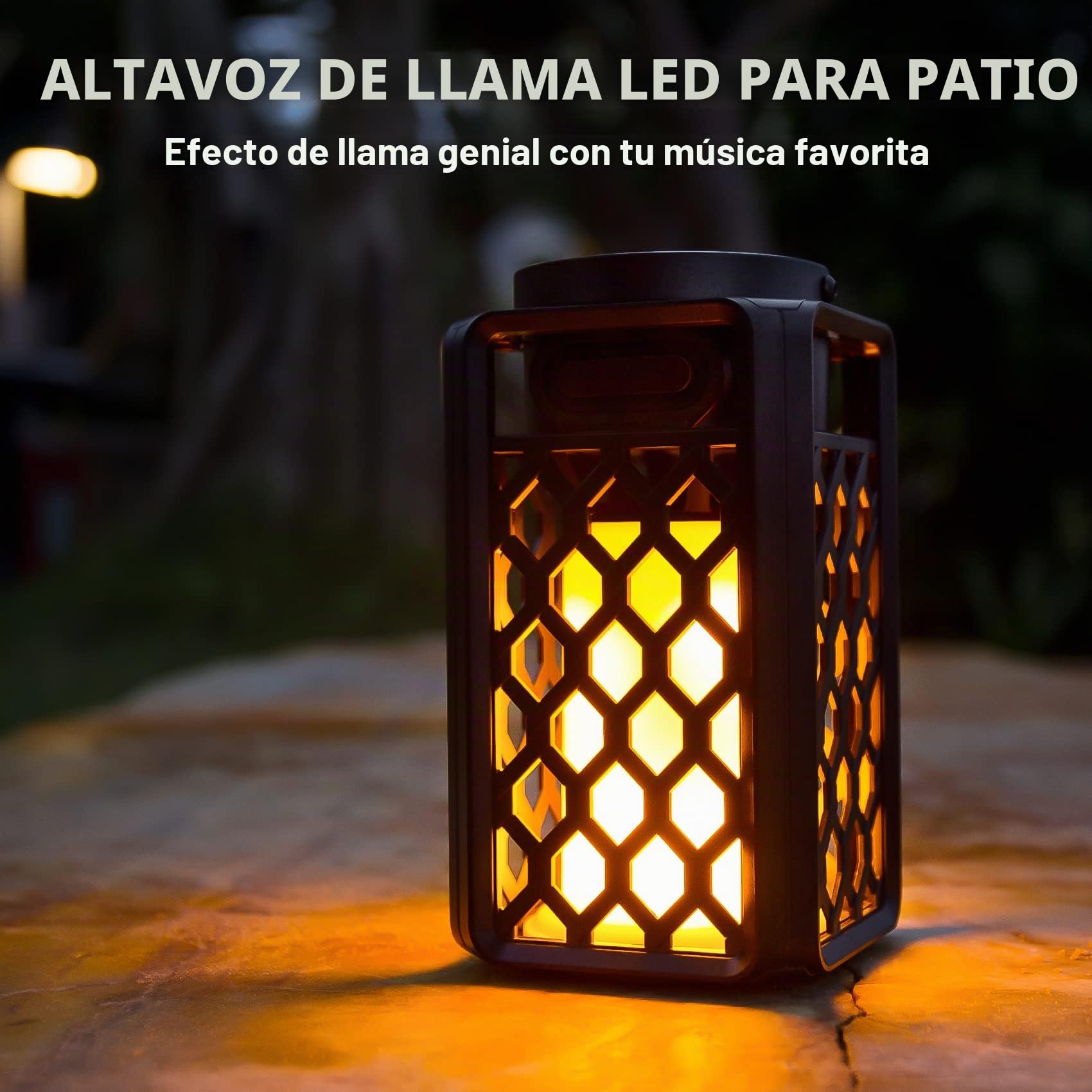 ANERIMST Altavoz Bluetooth para exteriores con atmósfera de llama, altavoz inalámbrico impermeable, accesorios de patio para camping, sonido estéreo de 10 W, regalos para hombres, mujeres, papá