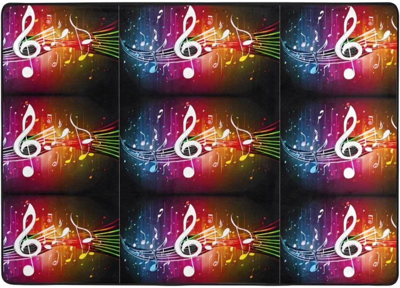 Flannel Non-Slip (Music Note) Rug Pad 80×50in Soft Washable Protective for Hardwood Floors Bedroom Bathroom Living Room