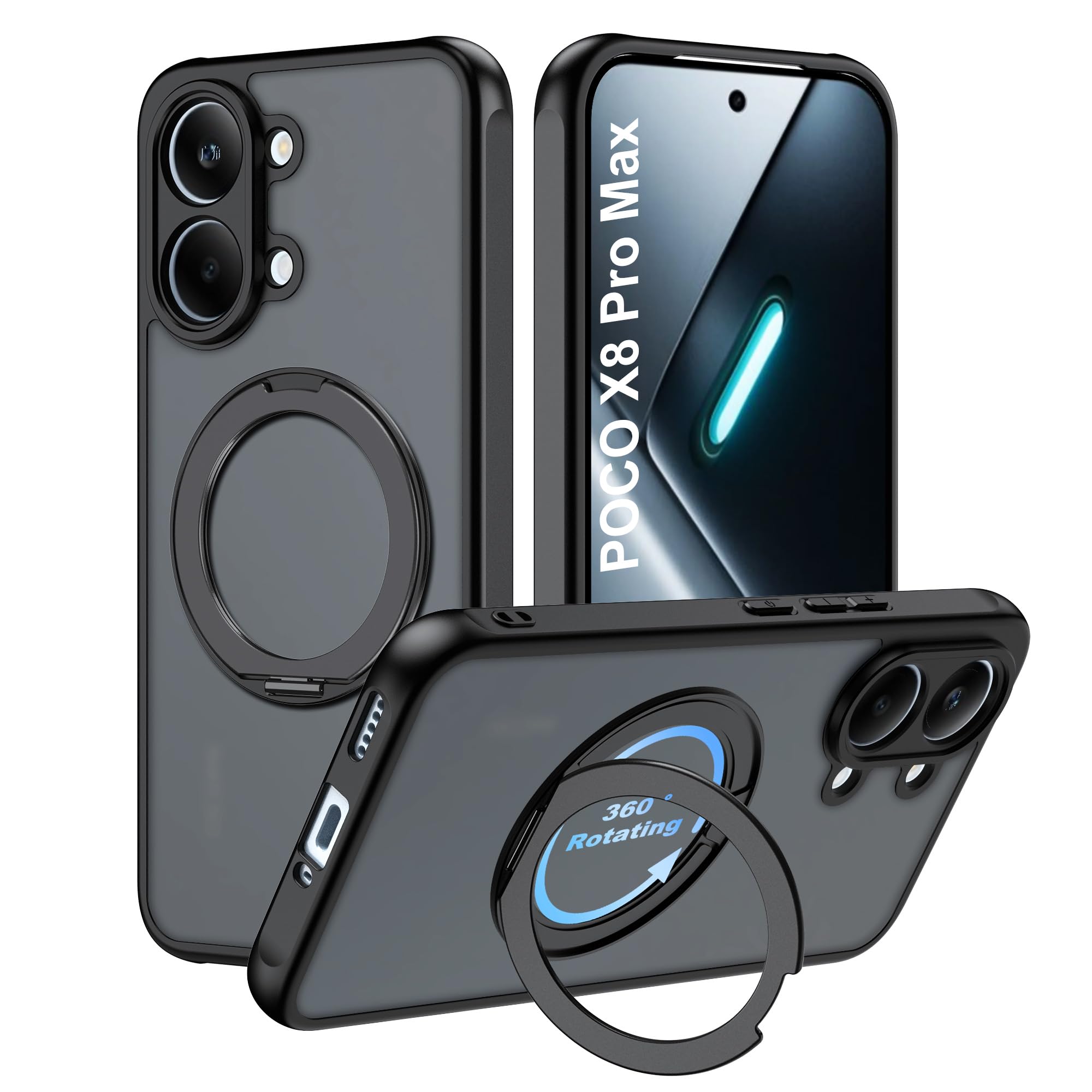 Coque Poco X8 Pro Max avec béquille rigide anti-choc noir - 8