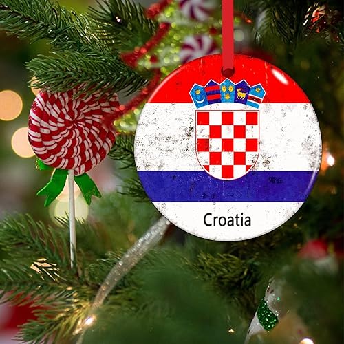 Vista 10 de Chipre - Adornos colgantes para árbol de Navidad, bandera nacional de Chipre, adornos de cerámica para decoraciones de Navidad, regalo de viajero