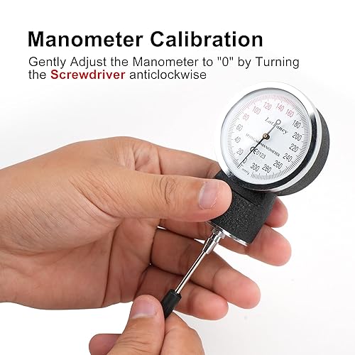 Miniatura 4 de LotFancy Esfigmomanómetro aneroide con kit de estetoscopio, brazalete profesional BP para adultos de 10 a 16 pulgadas, brazalete manual profesional