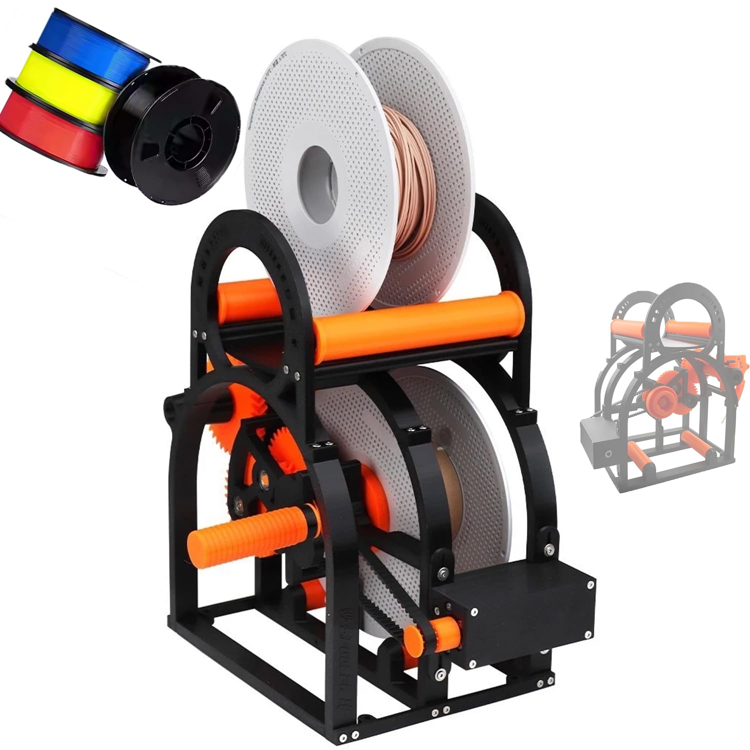 Bobinadora de filamento con diseño modular extraíble y enhebrado manual para suministros de impresión 3D