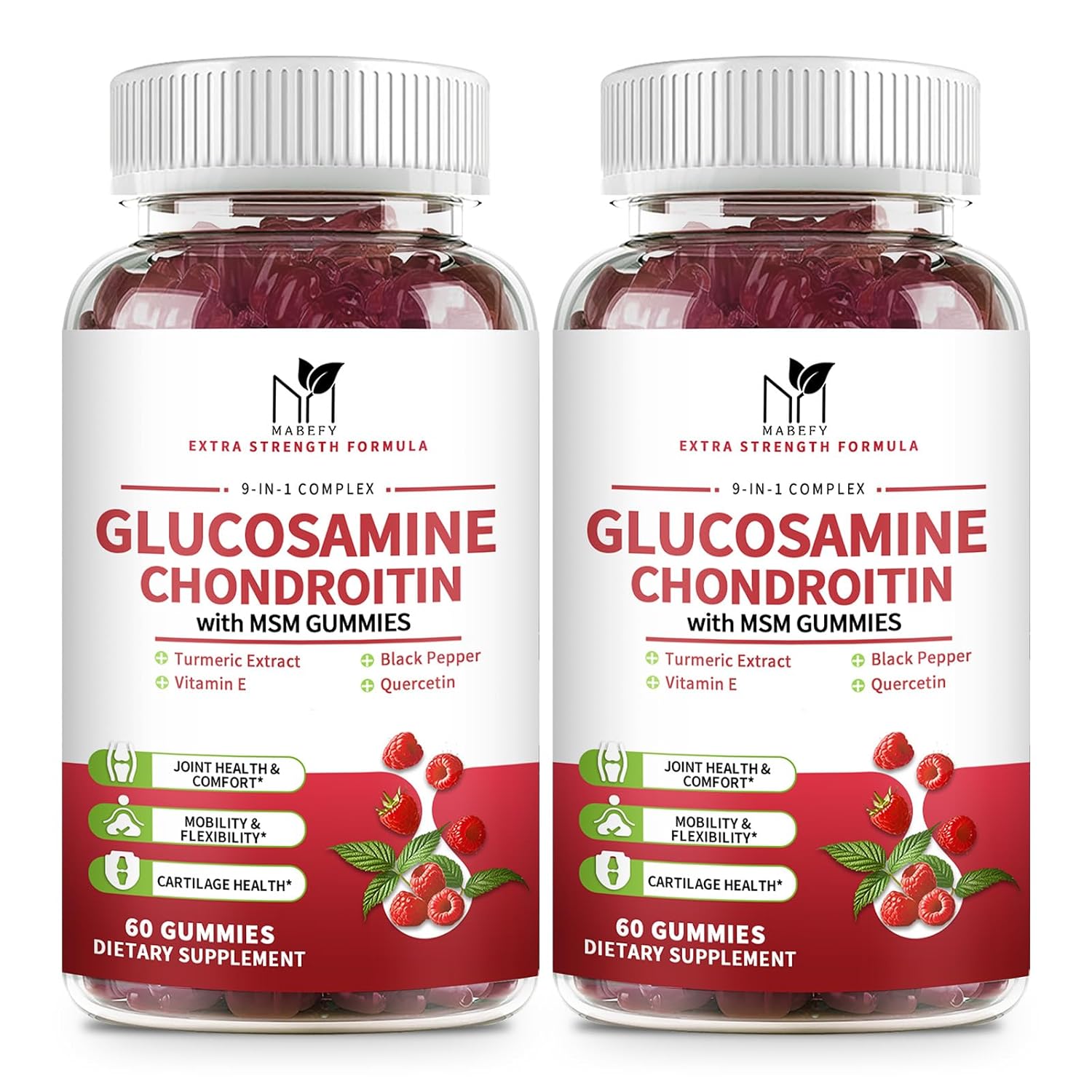 Gomas de Glucosamina e Condroitina 2 Pacotes - Suplemento de Suporte à Saúde das Juntas com 1000mg de Glucosamina e 750mg de Condroitina para Homens e Mulheres