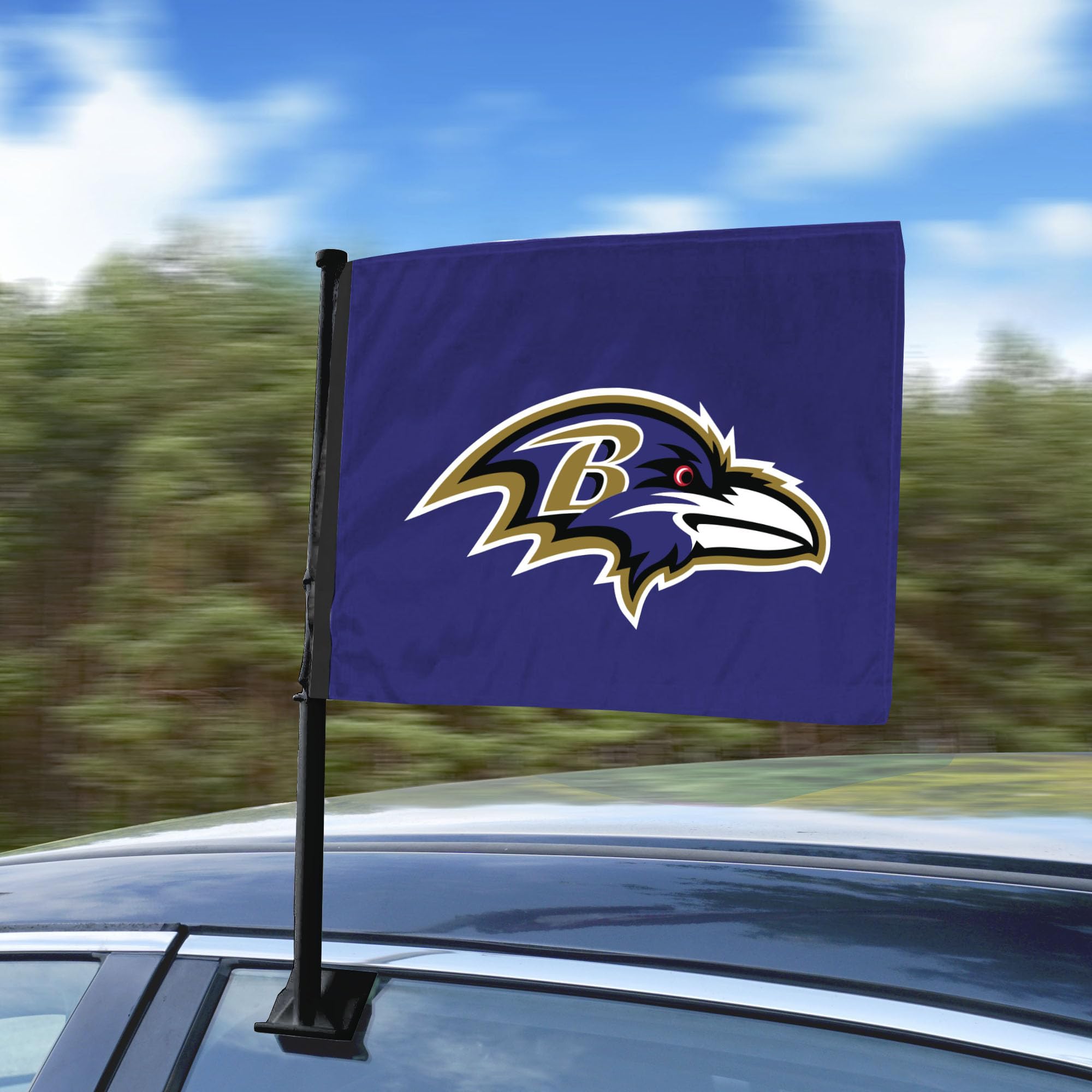 FANMATS NFL - Baltimore Ravens 1-pc Car Flag with Black Pole | Purple | 11
