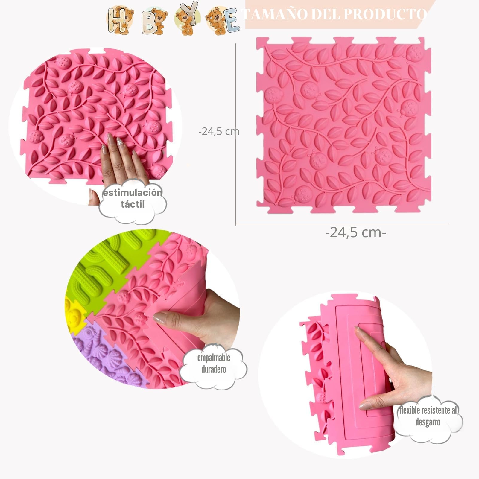 Tapete de Juego ortopédico de Rompecabezas de Masaje, tapete de Entrenamiento sensorial Texturizado, Azulejos para niños y Adultos, niños autistas