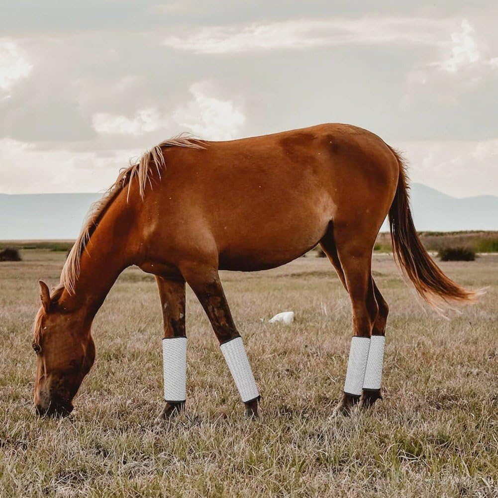 Botas De Malla contra Moscas para Caballo 4 Piezas Botas De Caballo De Malla Transpirable Envolturas Protectoras para Patas De Caballo Leggings De Caballo para Prevenir Moscas