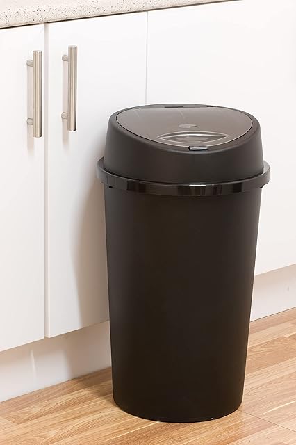 Total Bins UK Limited 50L TOUCH TOP BIN - TONTARELLI BLACK & SILVER
