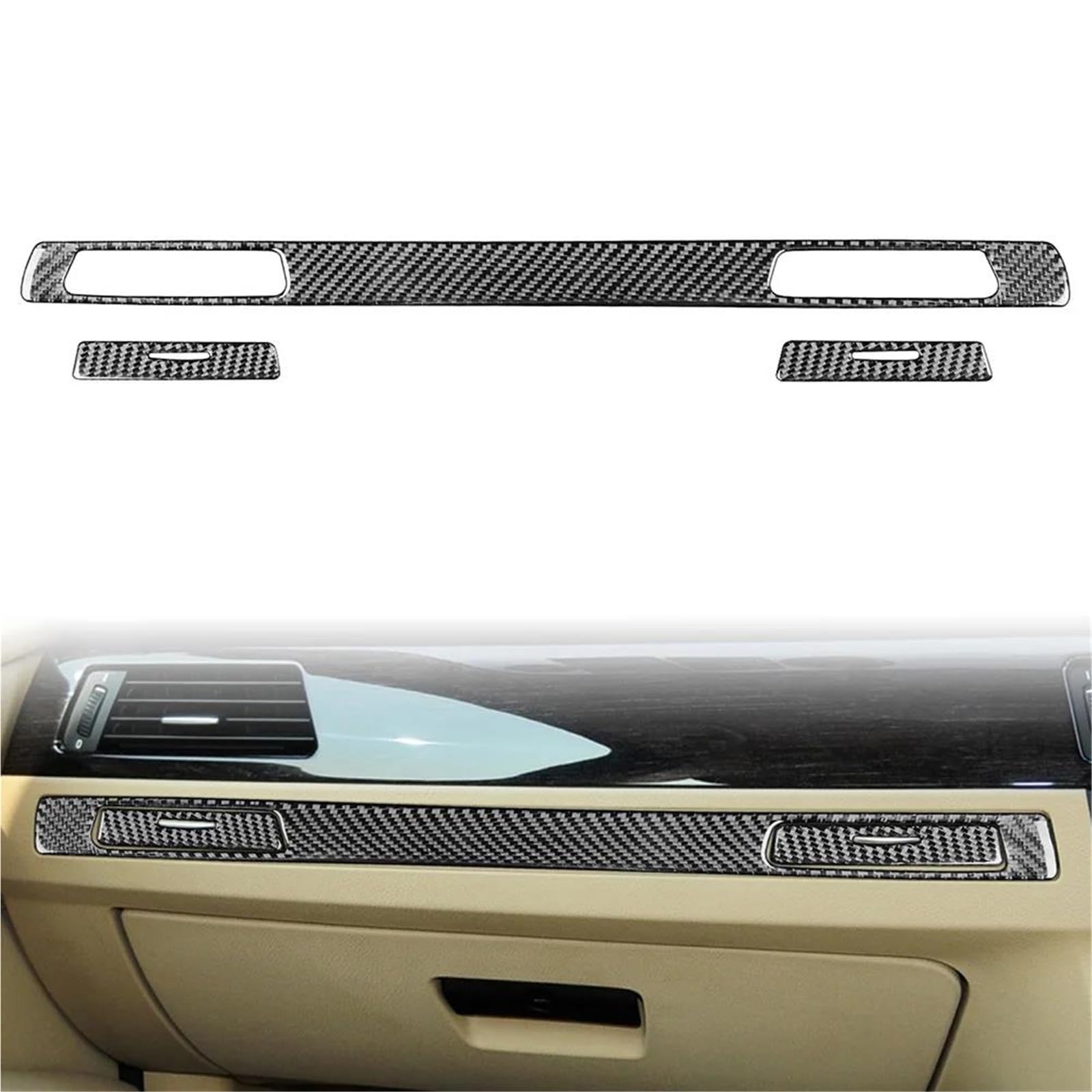 Car Interior Mouldings 3Pcs RHD Car Co-Pilot Passenger Dashboard Cup Holder Cover Decoration Trim For BMW 3 Series E90 E92 E93 2005-2012 Auto Interior