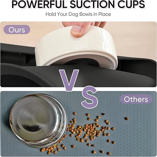 Miniatura 3 de Tapete de comida para perros y gatos, fácil de limpiar, apto para lavavajillas, de silicona, impermeable, con borde alto, tapete antideslizante