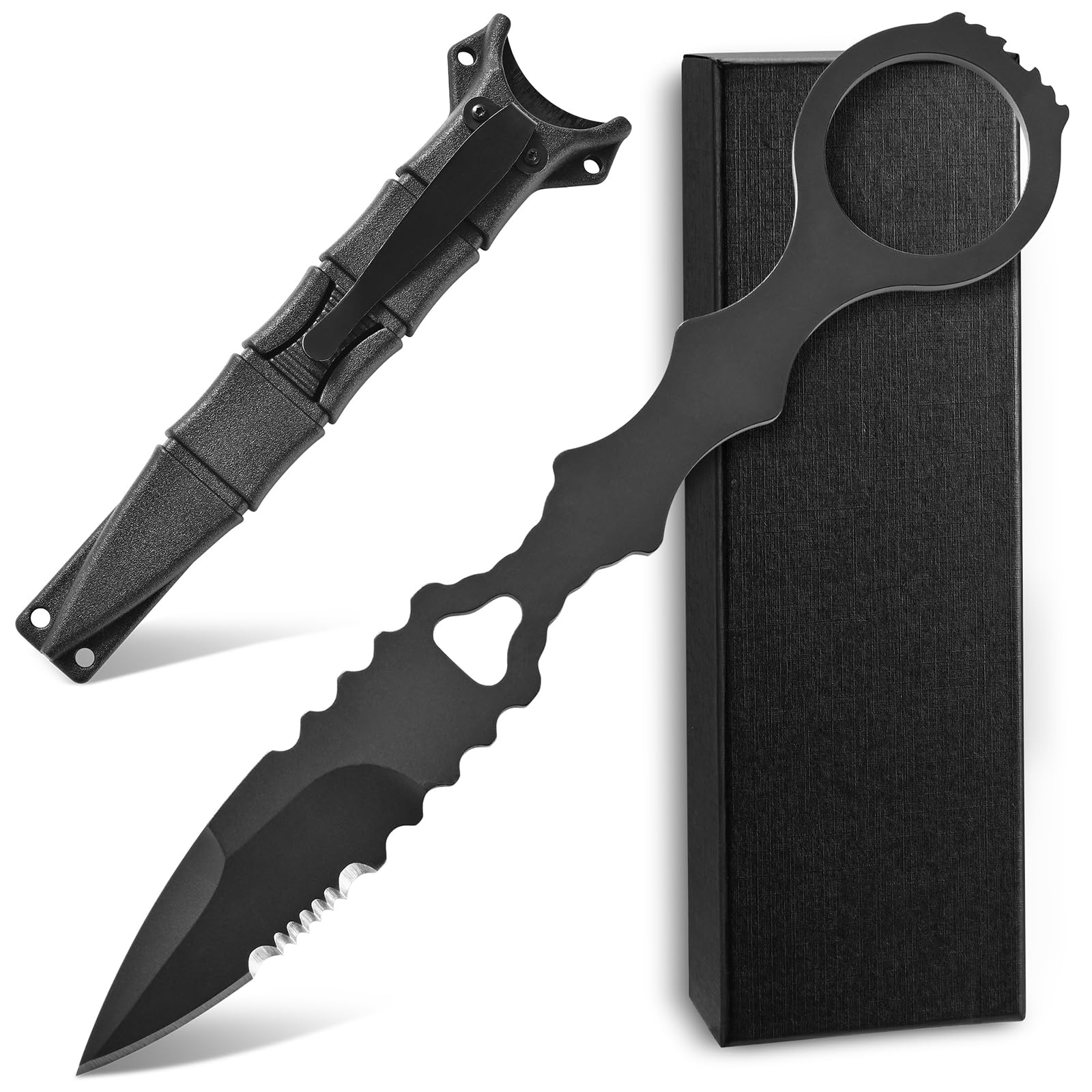 Ccanku C1397 Fixed Blade Knife,D2 Steel Blade Portable Straight Knife With Kydex Sheath for Outdoor, Survival, Hiking, Camping(Style A)