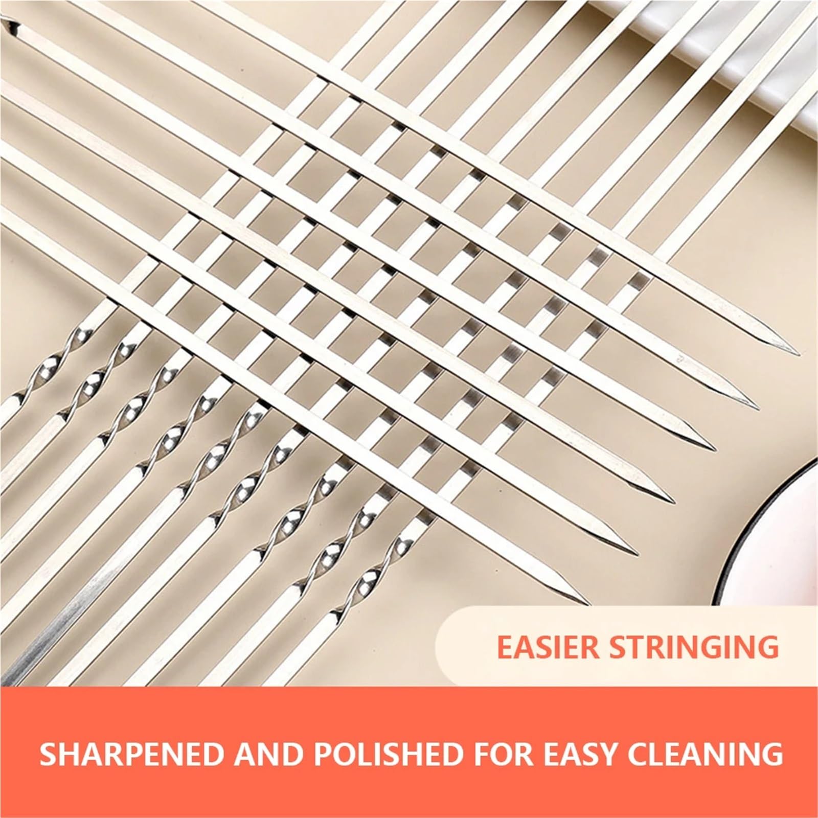 50 pezzi spiedino for barbecue in acciaio inossidabile riutilizzabili spiedini for kebab stick for campeggio esterno picnic strumenti per Barbecue