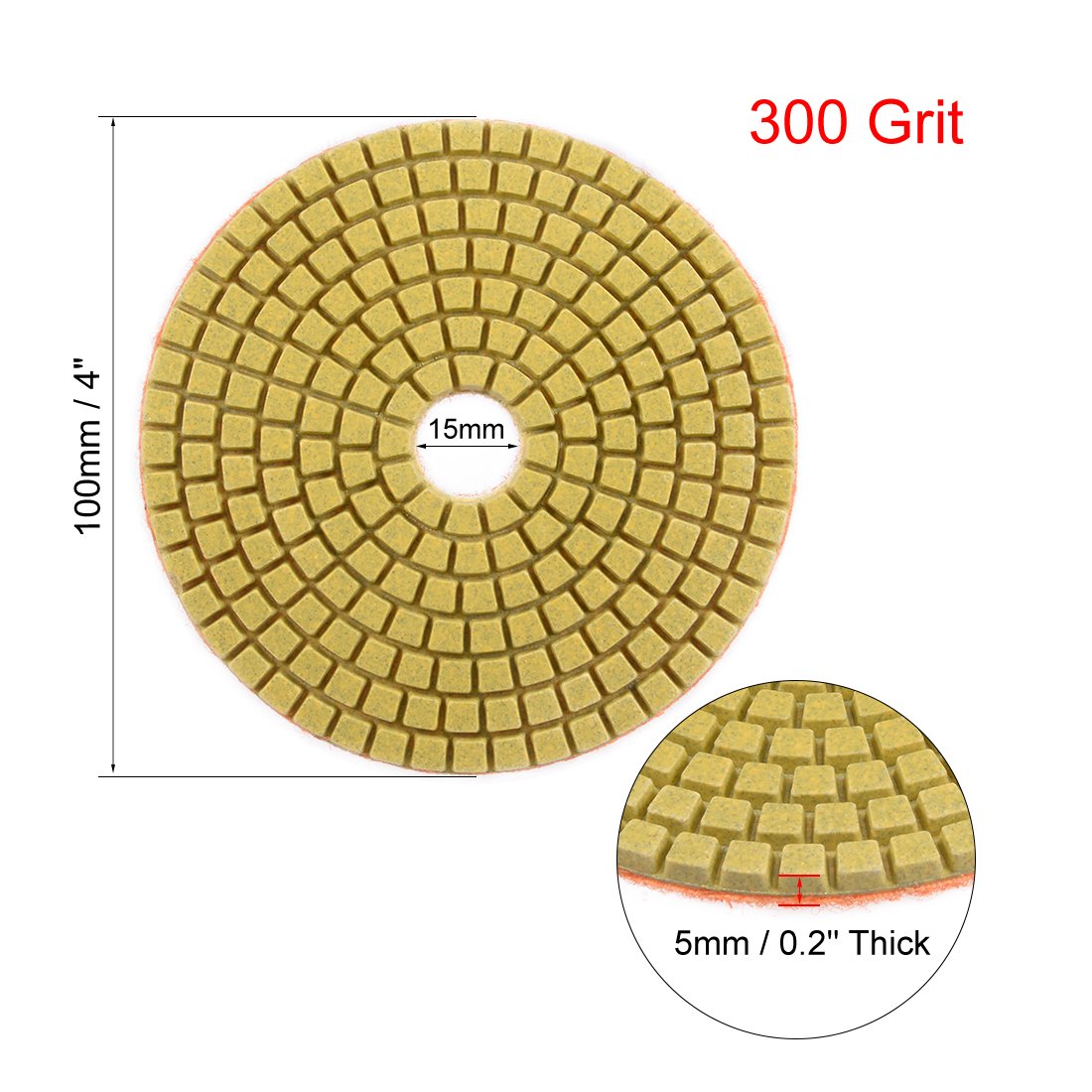 uxcell Diamond Polishing Sanding Grinding Pads Discs 4 Inch Grit 300 1 Pcs for Granite Concrete Stone Marble