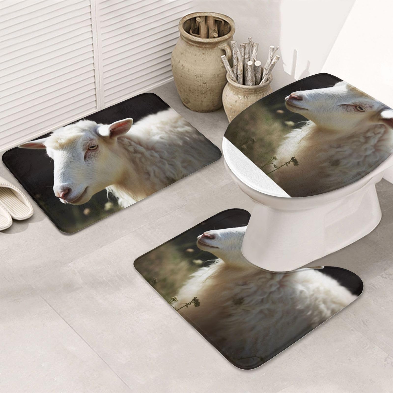 Tapis de bain antidérapant mouton ultra absorbant et lavable pour WC
