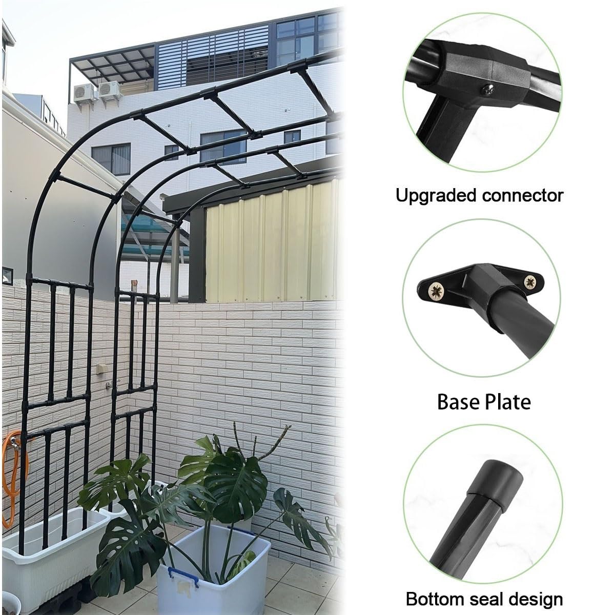 Metalowy łuk ogrodowy do roślin pnących, 240 x 270 cm, pergola zewnętrzna, wsparcie róż, stabilna kratka do winorośli, dekoracyjna altana do ścieżki ogrodowej i podwórka