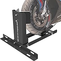 Vista 10 de GRAND PITSTOP Calzo de rueda universal para soporte de motocicleta para remolque, completamente ajustable, desmontable y plegable (negro)