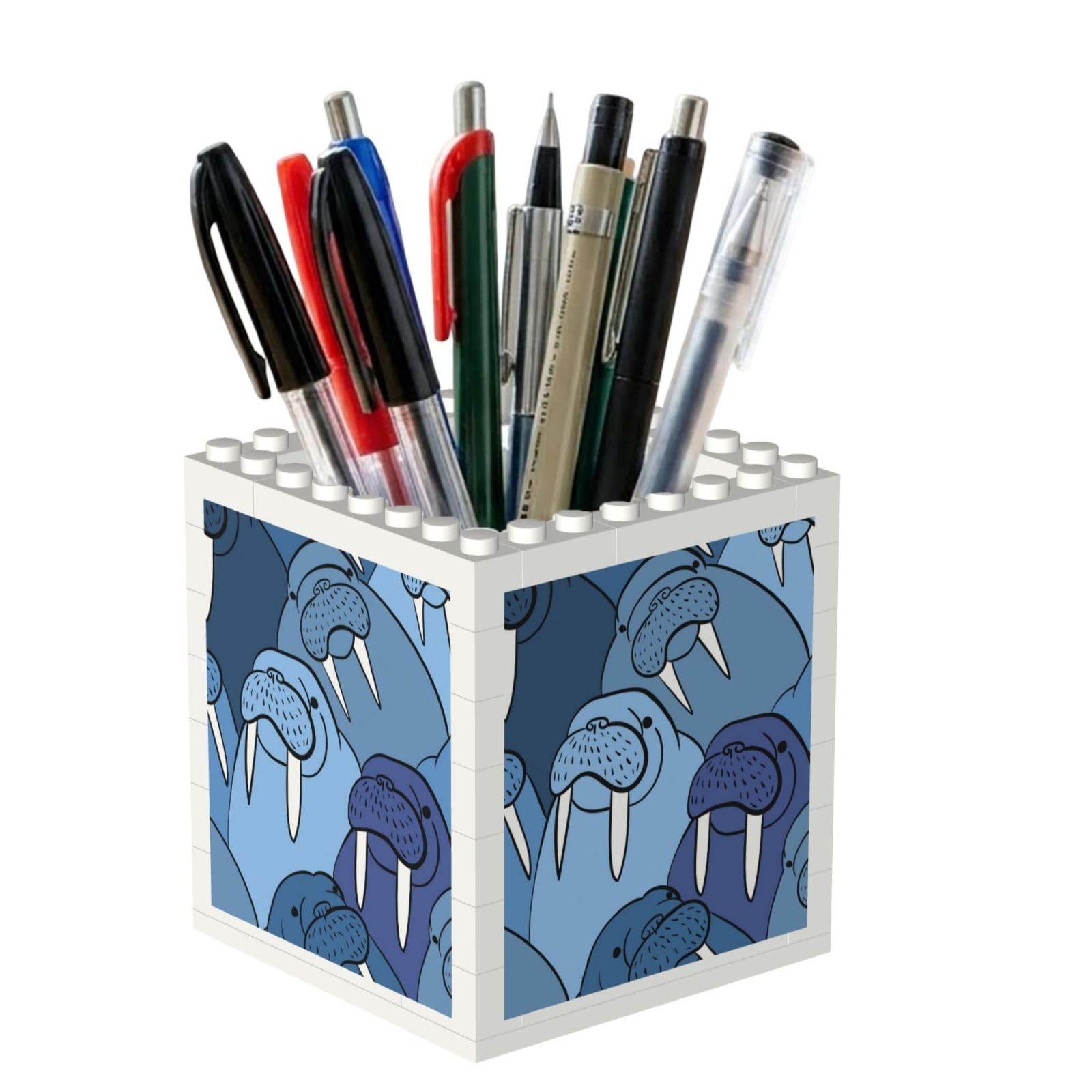 Poadnly Wall Of Walrus, Pen Pot Pencil Holder for Office Home School, Compact Desk Organiser for Office Stationery