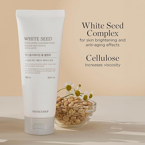 Miniatura 4 de The Face Shop White Seed Espuma limpiadora exfoliante  Lavado facial, limpieza profunda, brillo de tez, eliminación de piel muerta  Mejora de la