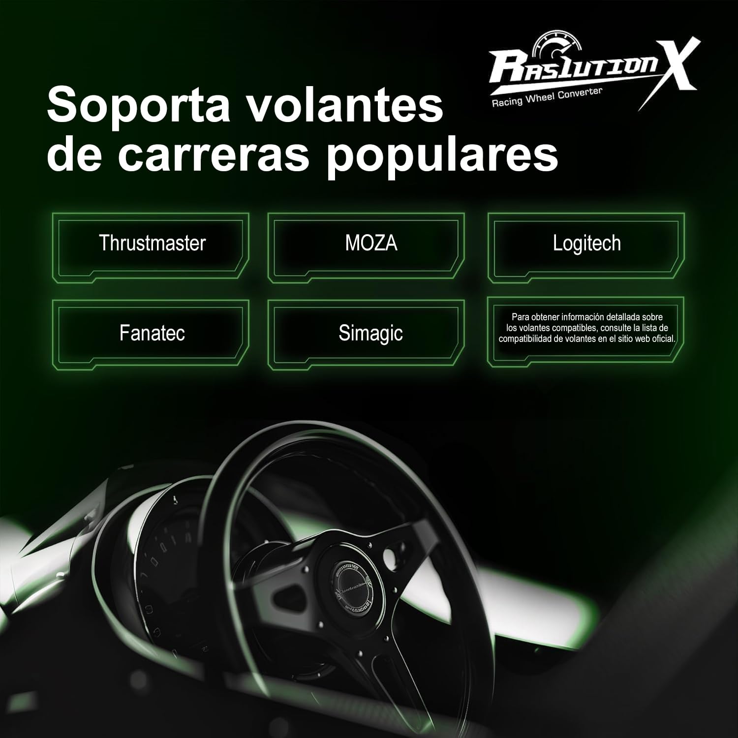 Mcbazel Brook Ras1ution X Converter para Volante de Carreras para Xbox Series X|S/Xbox One/Xbox 360, Soporta más de 60 Volantes, Retroalimentación de Fuerza Ajustable, Personalización Mediante App