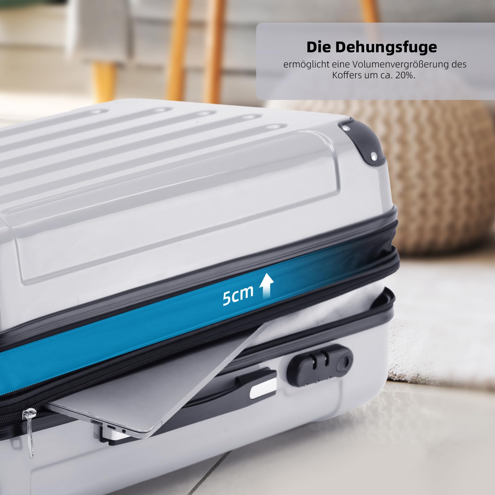BEIBYE Zwillingsrollen 2048 Hartschale Trolley Koffer Reisekoffer Gepäck M-L-XL-Set Silber XL