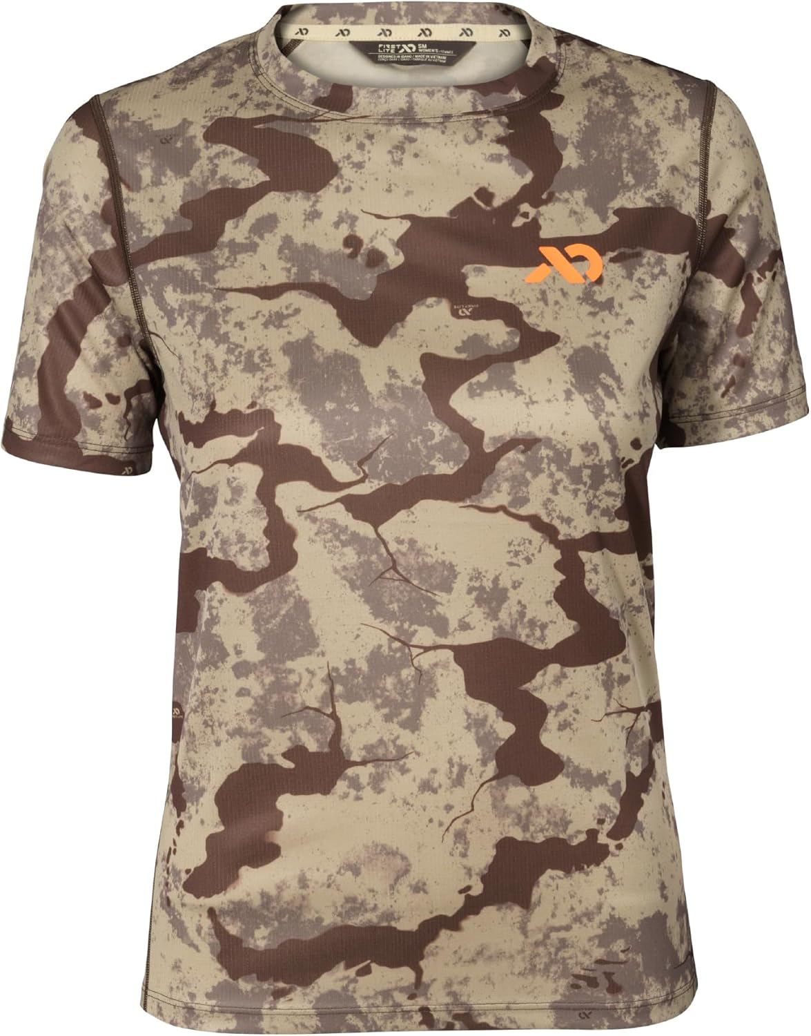 First Lite Women's Yuma Synthetic Short Sleeve Crew - Breathable Ultralight Camo Hunting Baselayer