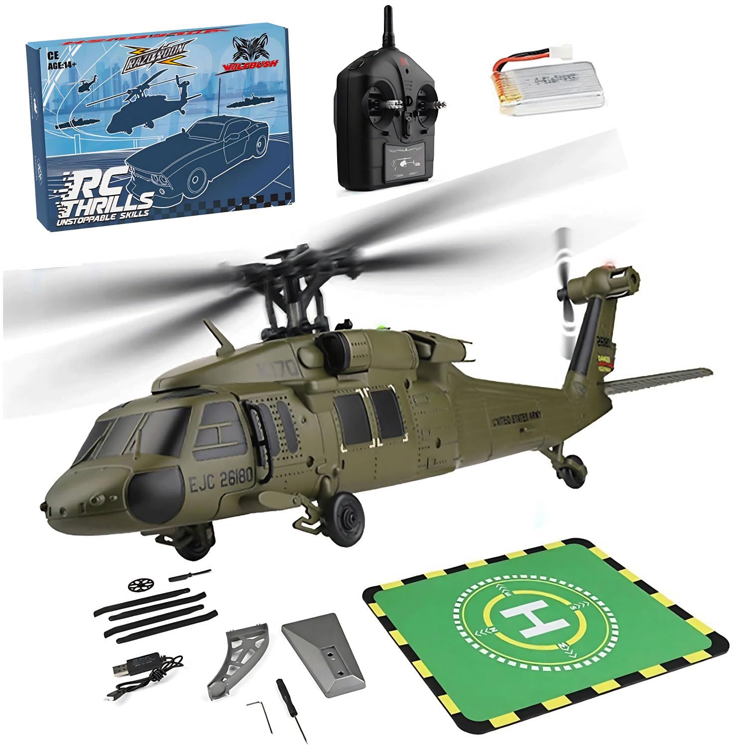 Amazon.com: Razordon WL K170 Black Hawk RC Helicopter, 2.4G 4CH